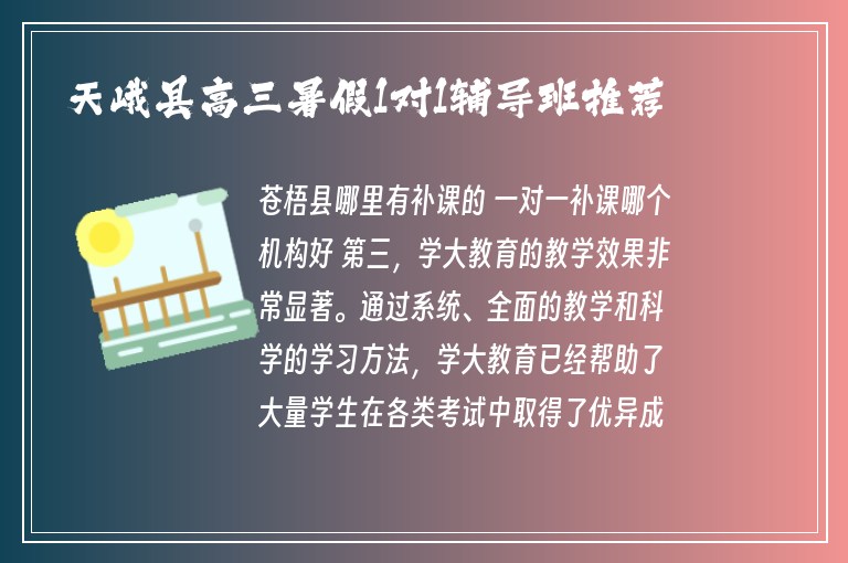 天峨縣高三暑假1對1輔導班推薦