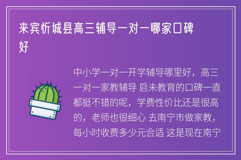 來賓忻城縣高三輔導(dǎo)一對一哪家口碑好