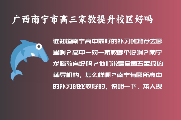 廣西南寧市高三家教提升校區(qū)好嗎