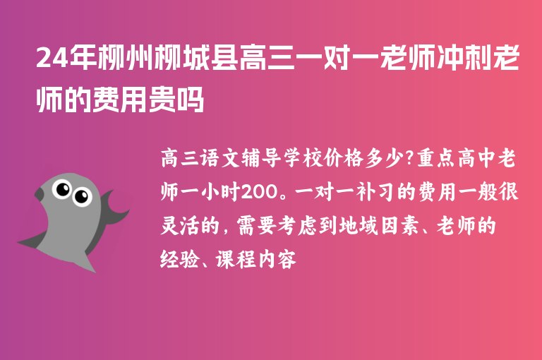 24年柳州柳城縣高三一對一老師沖刺老師的費用貴嗎