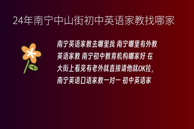 24年南寧中山街初中英語家教找哪家