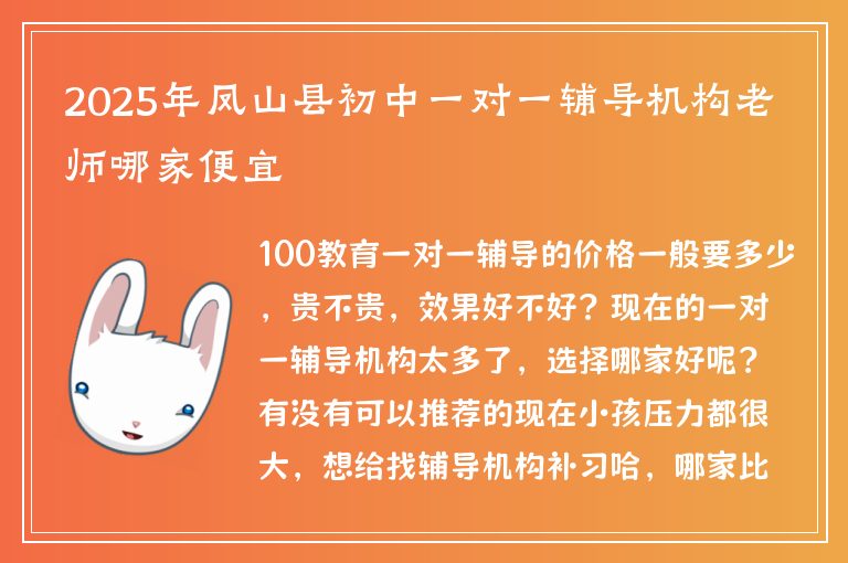 2025年鳳山縣初中一對一輔導機構(gòu)老師哪家便宜