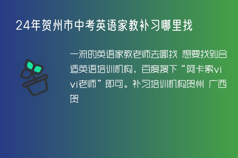 24年賀州市中考英語家教補習哪里找