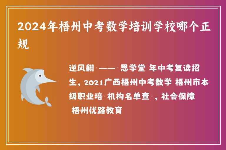 2024年梧州中考數(shù)學(xué)培訓(xùn)學(xué)校哪個(gè)正規(guī)