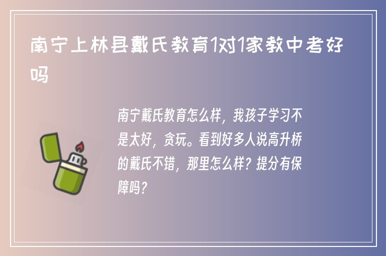 南寧上林縣戴氏教育1對1家教中考好嗎