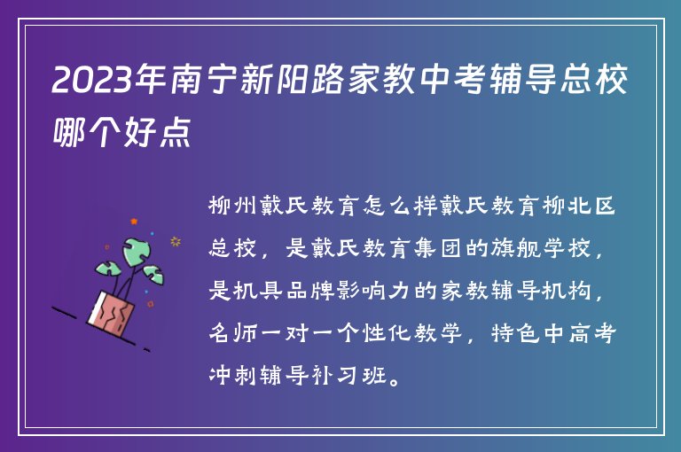 2023年南寧新陽(yáng)路家教中考輔導(dǎo)總校哪個(gè)好點(diǎn)