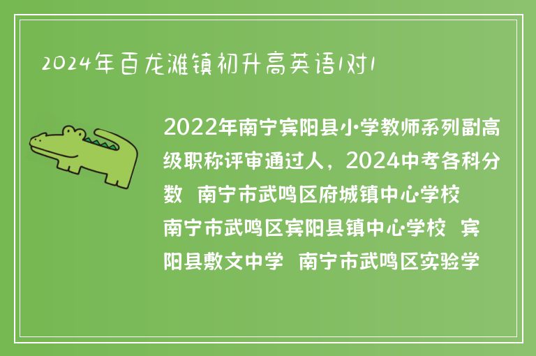 2024年百龍灘鎮(zhèn)初升高英語1對1