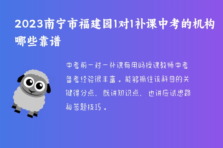 2023南寧市福建園1對(duì)1補(bǔ)課中考的機(jī)構(gòu)哪些靠譜