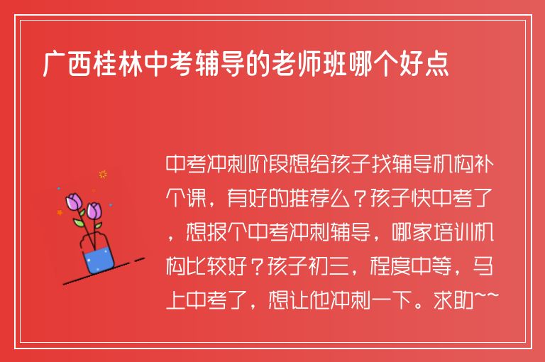 廣西桂林中考輔導的老師班哪個好點