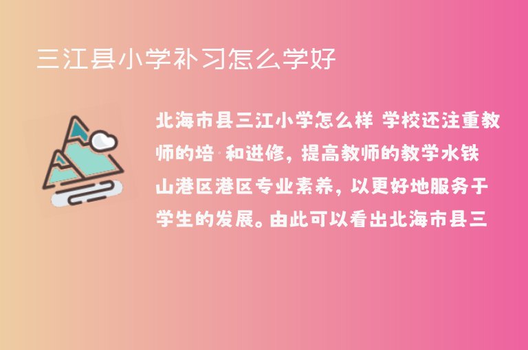 三江縣小學補習怎么學好