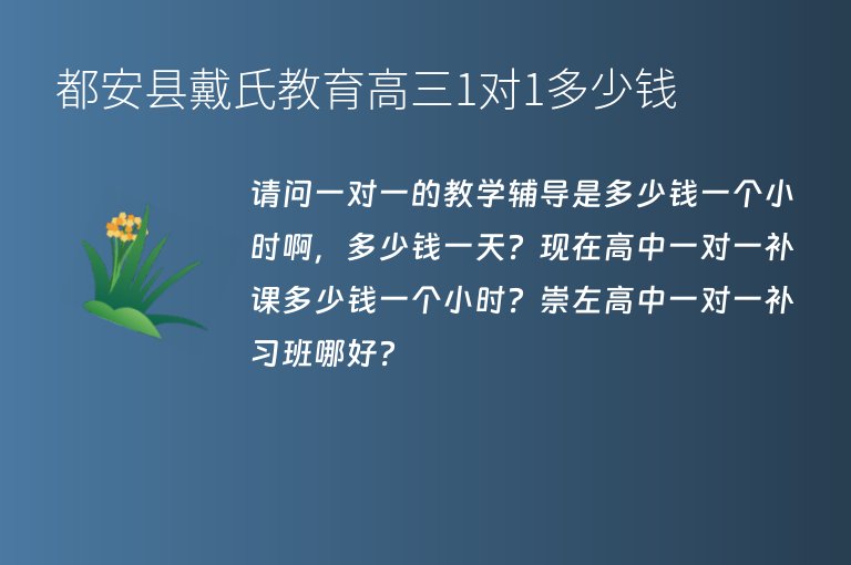 都安縣戴氏教育高三1對1多少錢