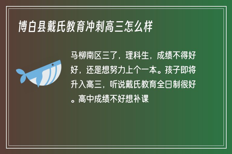 博白縣戴氏教育沖刺高三怎么樣