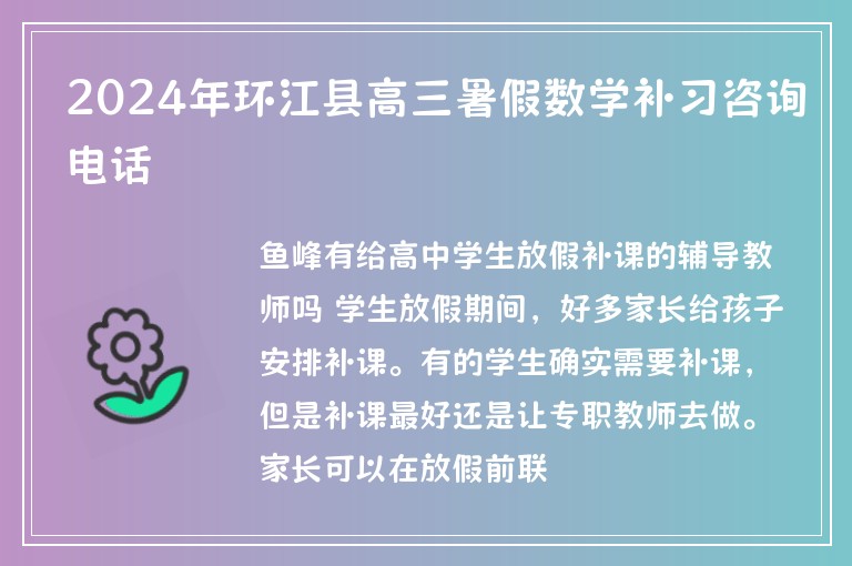 2024年環(huán)江縣高三暑假數(shù)學(xué)補(bǔ)習(xí)咨詢電話