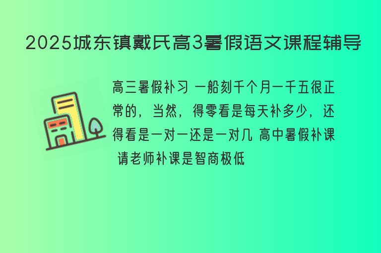 2025城東鎮(zhèn)戴氏高3暑假語文課程輔導(dǎo)