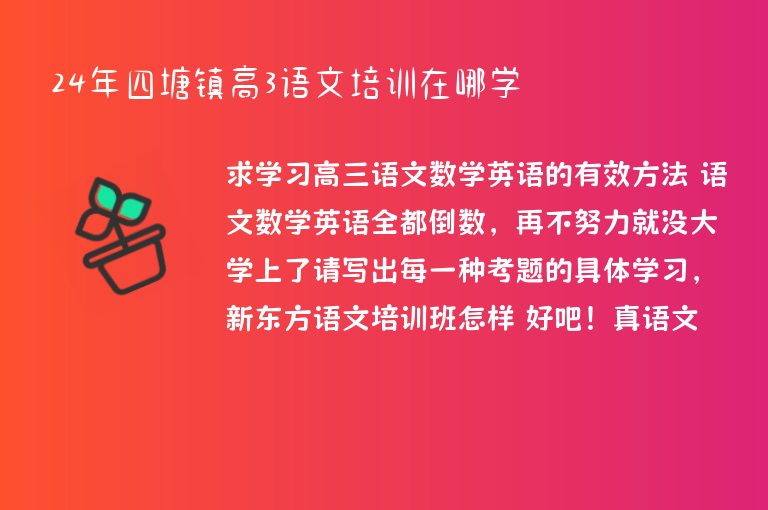 24年四塘鎮(zhèn)高3語(yǔ)文培訓(xùn)在哪學(xué)