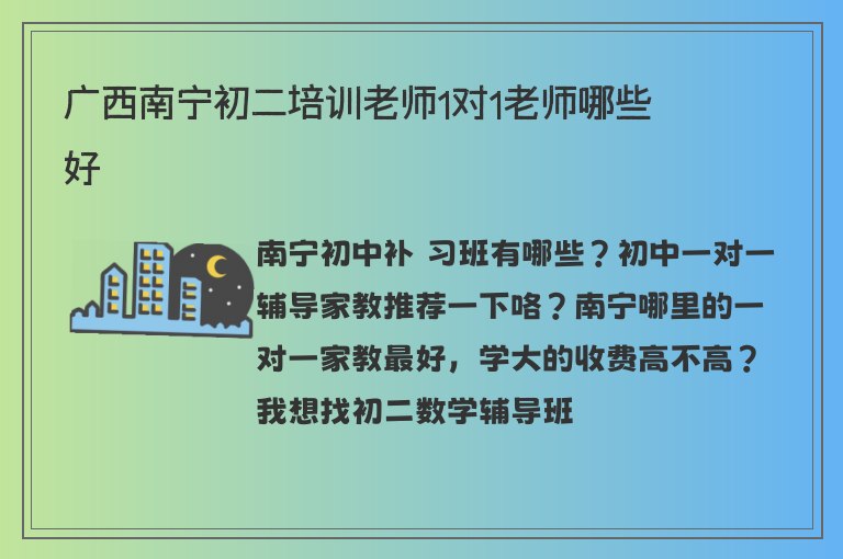 廣西南寧初二培訓(xùn)老師1對1老師哪些好