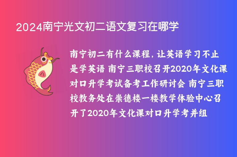 2024南寧光文初二語文復習在哪學