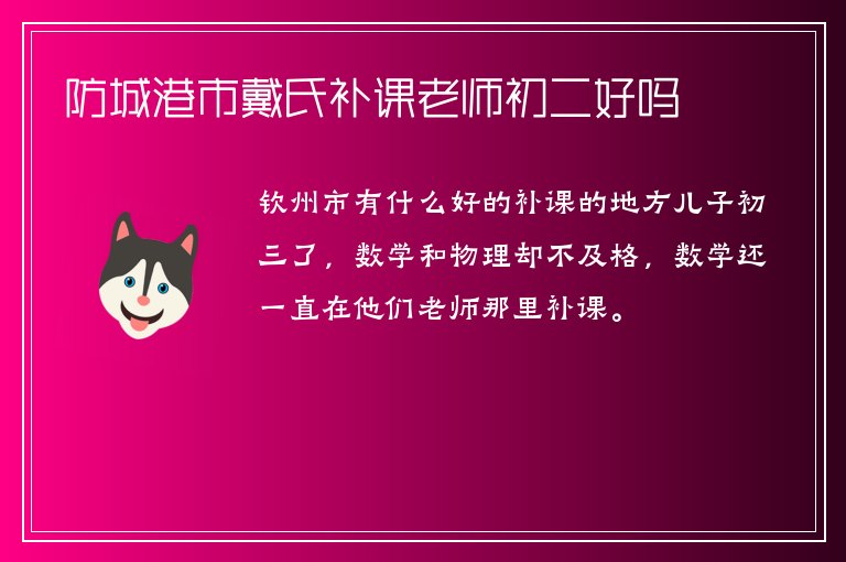 防城港市戴氏補(bǔ)課老師初二好嗎