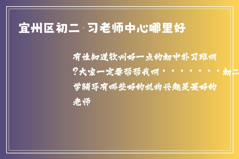 宜州區(qū)初二補(bǔ)習(xí)老師中心哪里好