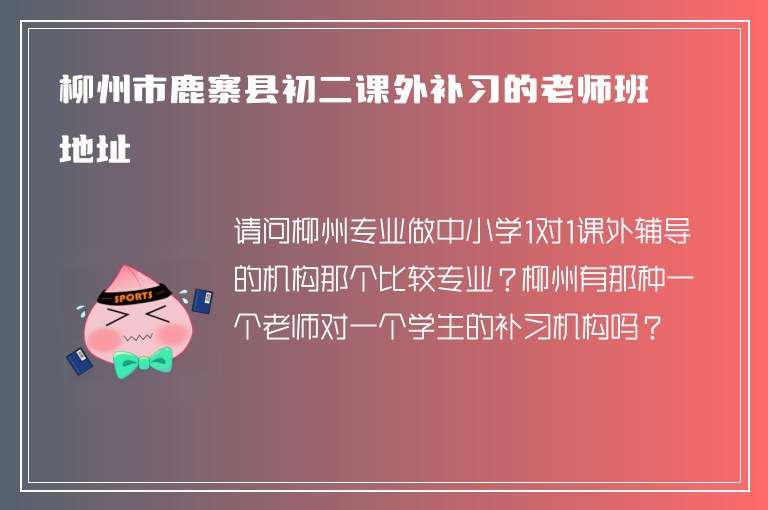 柳州市鹿寨縣初二課外補(bǔ)習(xí)的老師班地址