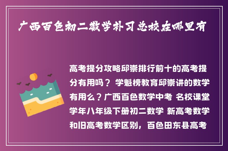 廣西百色初二數(shù)學(xué)補習(xí)總校在哪里有