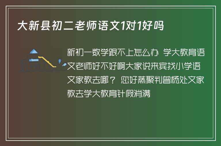 大新縣初二老師語文1對1好嗎