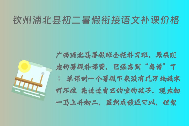 欽州浦北縣初二暑假銜接語文補課價格