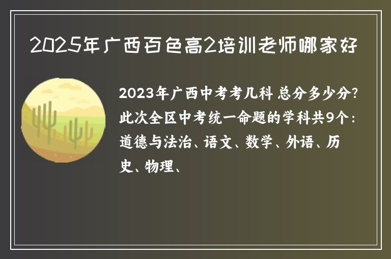 2025年廣西百色高2培訓(xùn)老師哪家好