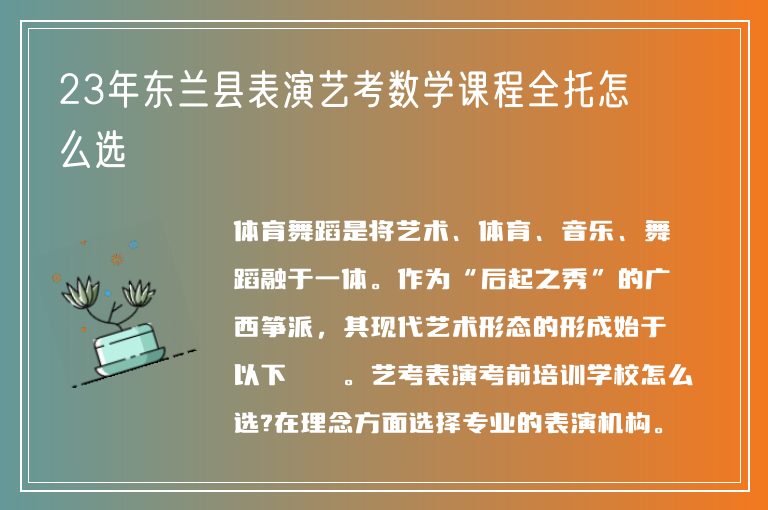 23年東蘭縣表演藝考數(shù)學課程全托怎么選