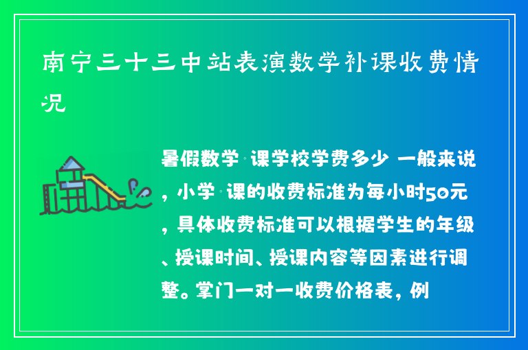 南寧三十三中站表演數(shù)學補課收費情況