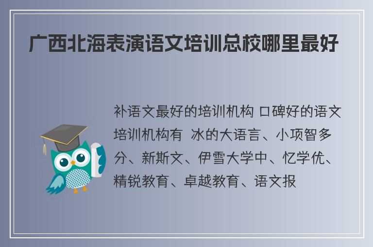 廣西北海表演語文培訓(xùn)總校哪里最好