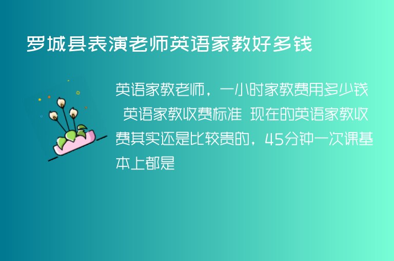 羅城縣表演老師英語家教好多錢