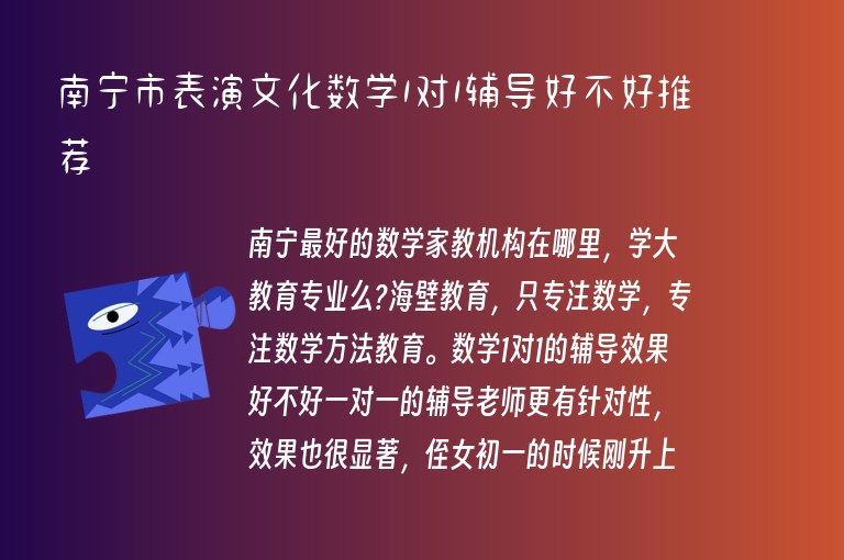 南寧市表演文化數(shù)學1對1輔導好不好推薦